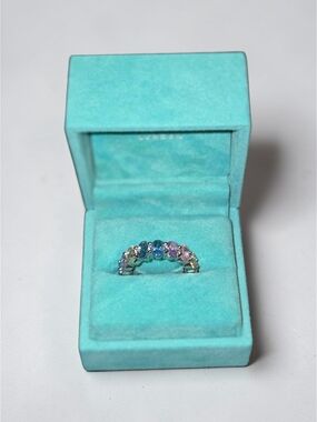 Kurt Geiger Rainbow Pastel Crystal Band Ring, NIB